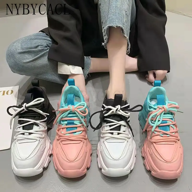 Chunky Sneakers Women 2022 Fashion Platform Shoes Basket Femme Vulcanize Shoes Womens Casual Krassovki Female Trainers Dad Shoes