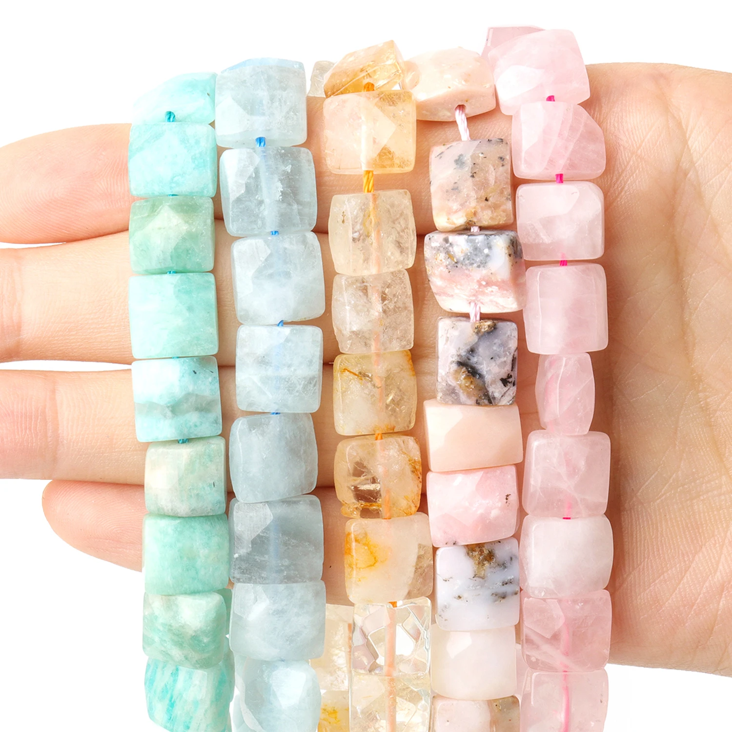 10x5mm AAA면 처리 된 사각형 천연 돌 구슬 Amazonite 황수정 인회석..