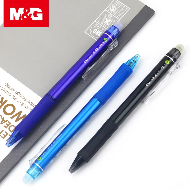 12 개/몫 학생 개폐식 지울 수있는 펜 0.5mm 지울 수있는 젤 잉크 펜 리필 펜 쓰기 지우기 파란색 열전달 배니쉬 펜