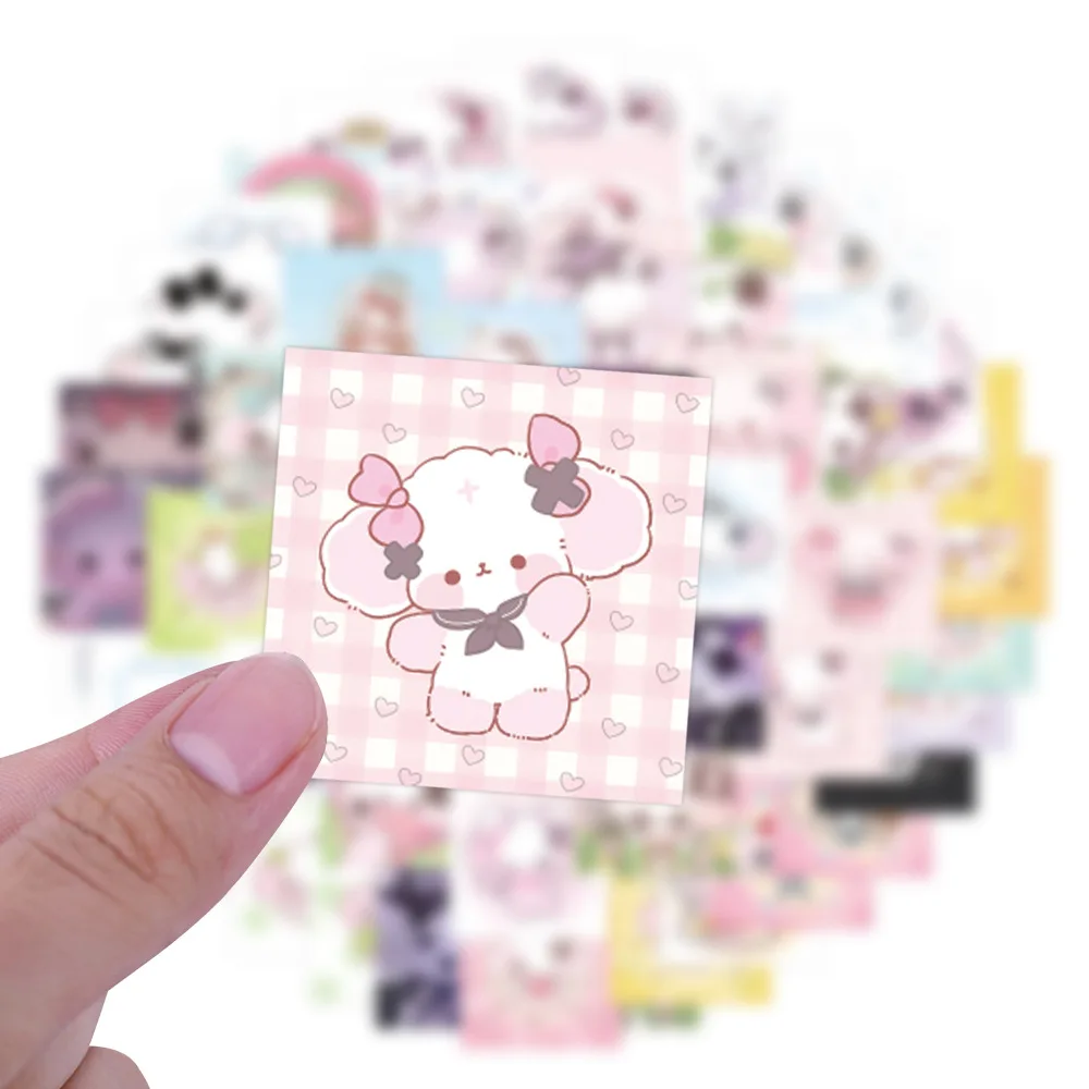 63Pcs Nonomochi 개 스티커 노트북 스크랩북 수하물 기타 헬멧에 대한 귀여운 강아지 데칼 DIY 낙서 미적 스티커
