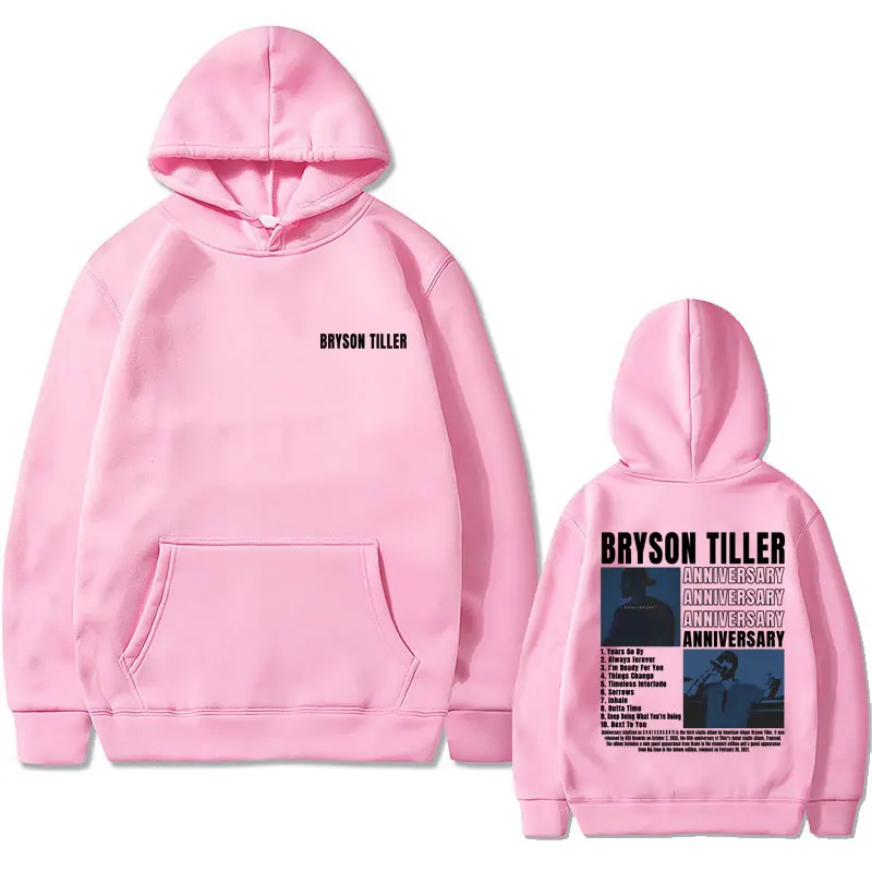 Rapper Bryson Tiller Men's Casual Vintage Hoodie ANNIVERSARY Graphic Print Sweatshirt Male Hip Hop Streetwear Oversized Hoodies