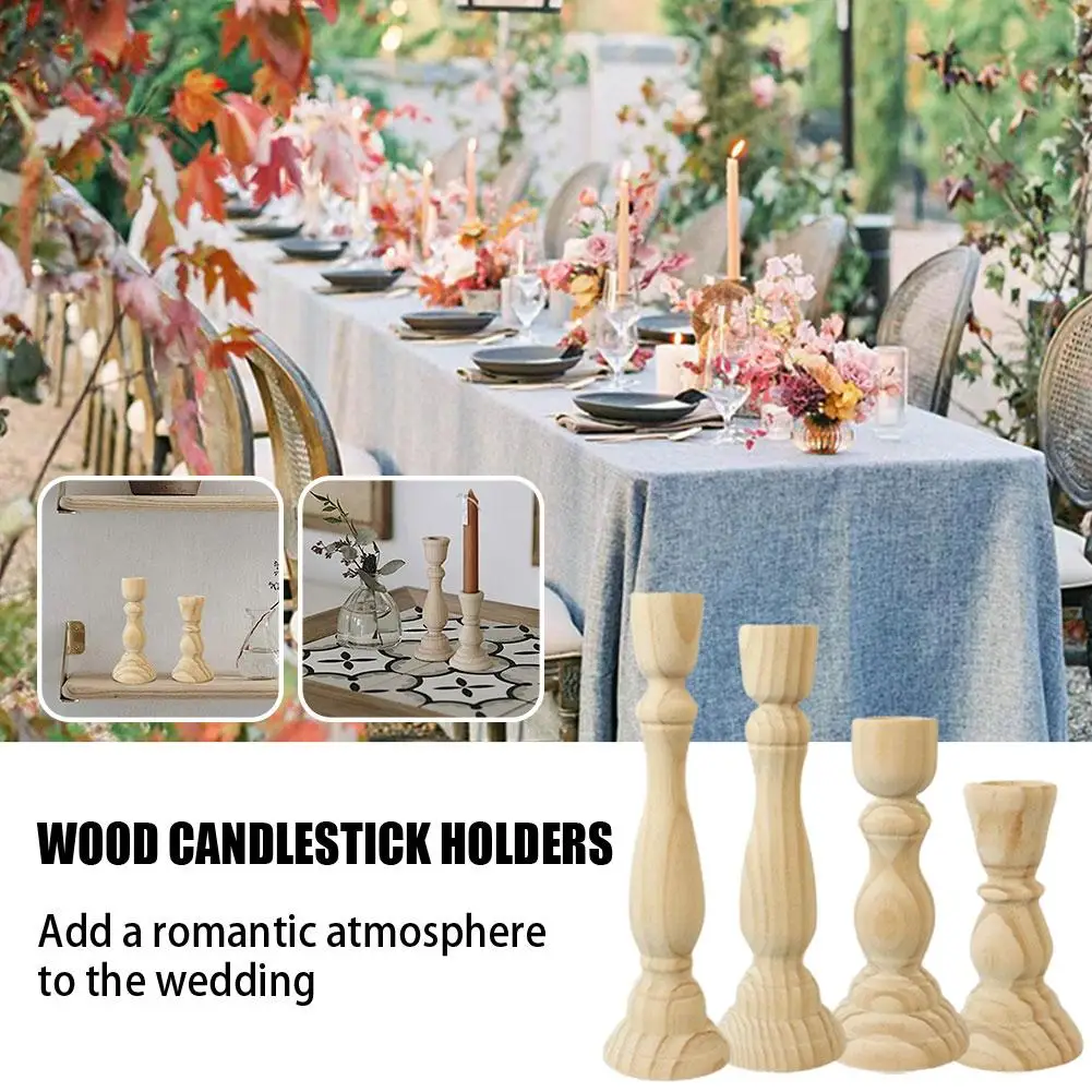 

Wood Natural Unfinished Candlesticks Holders Retro Holder Home Candle Classic Creative Unpainted Craft Decoration Wedding D A0P8