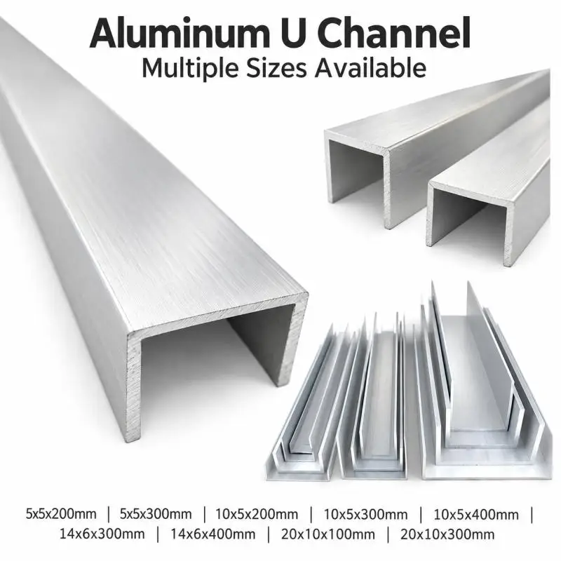 10/5/1 Stück Länge 100-400mm Aluminium U-Profil-Kanal DIY Automodell Roboterhalterung für LED-Streifen-Installationen