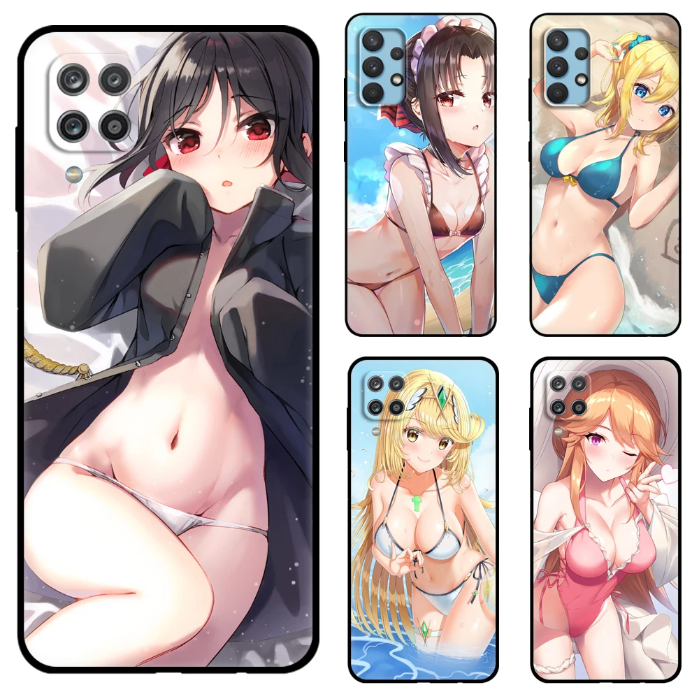 

Black tpu Case Summer Sexy Anime Girl For Samsung galaxy M53 M13 M62 A12 A22 A22S A32 A42 A52 A52S A72 4g 5g A20S