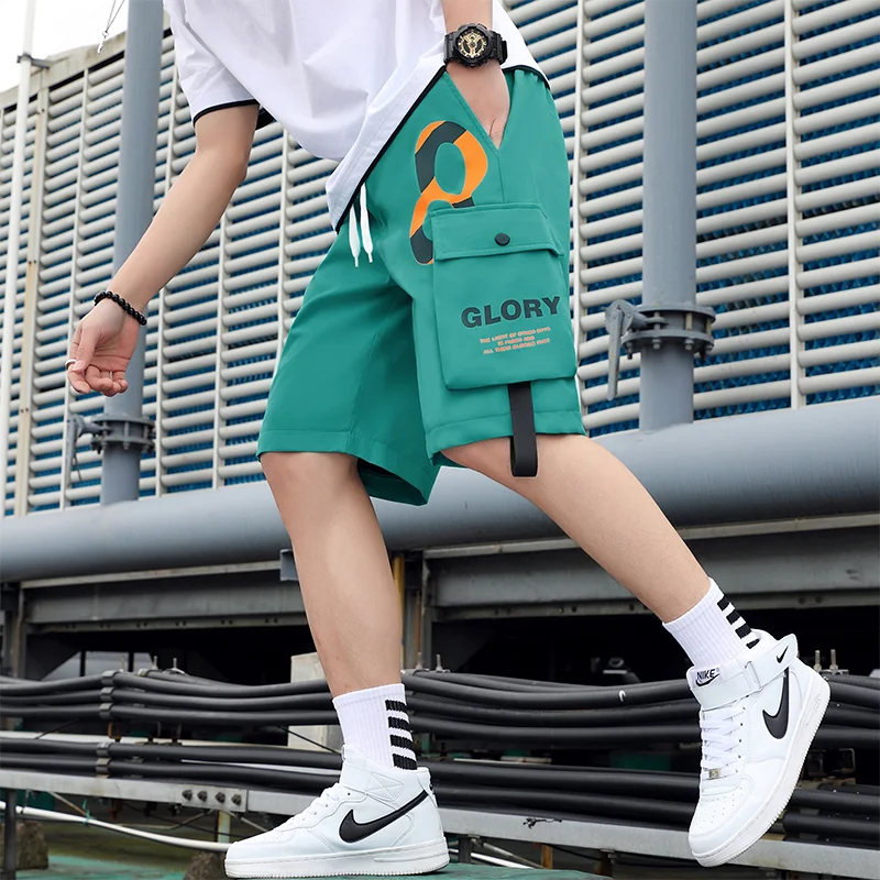 Casual 2024 Summer Shorts For Men's Fashion Printed Loose Knee-Length Pant Trouser Sport Outwear Elastic Waist Drawstring Jogger 3