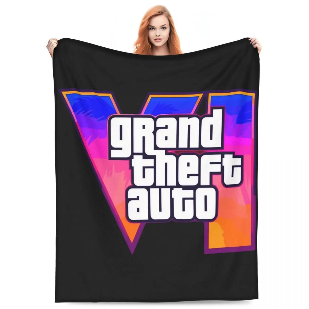 

GTA VI New Games Blankets Fleece Print GTA 6 Logo Relax Soft Throw Blankets for Sofa Couch Rug Piece