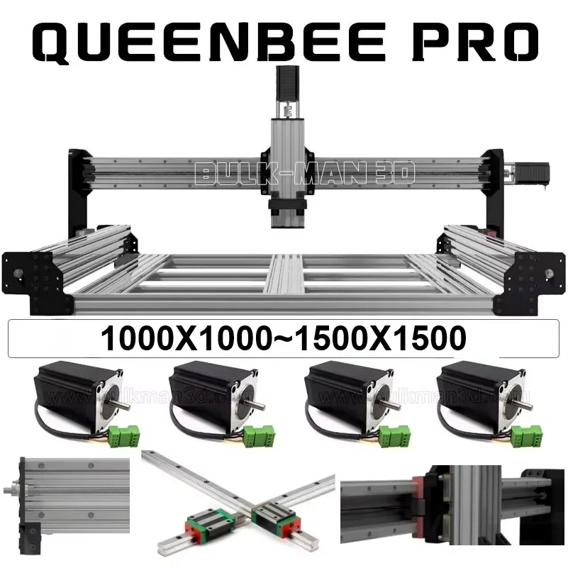 3D QueenBee PRO CNC Mechanical Kit Linear Rail Upgraded Tingle Tension System Screw Driven 4 Axis Engraver