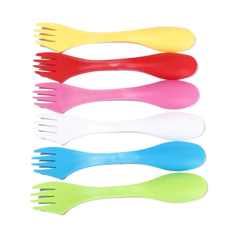 Dessert Spoon Can Opener Multi-functional Easy to Clean Flatware Spork Plastic Spoon Bottle Opener Fork camping cutlery portable tableware portable cutlery titanium tableware