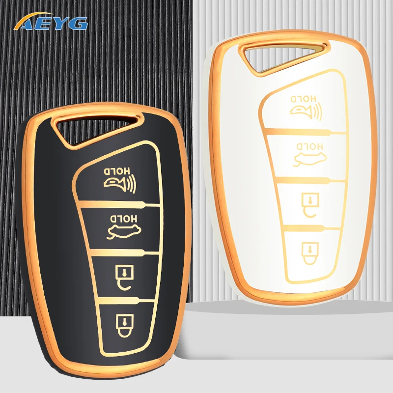 

TPU Car Key Case Cover Shell Fob For Hyundai Santa Fe Sport Ix45 Equus Centennial Genesis G80 Grandeur Azera 2013-2016 Keychain