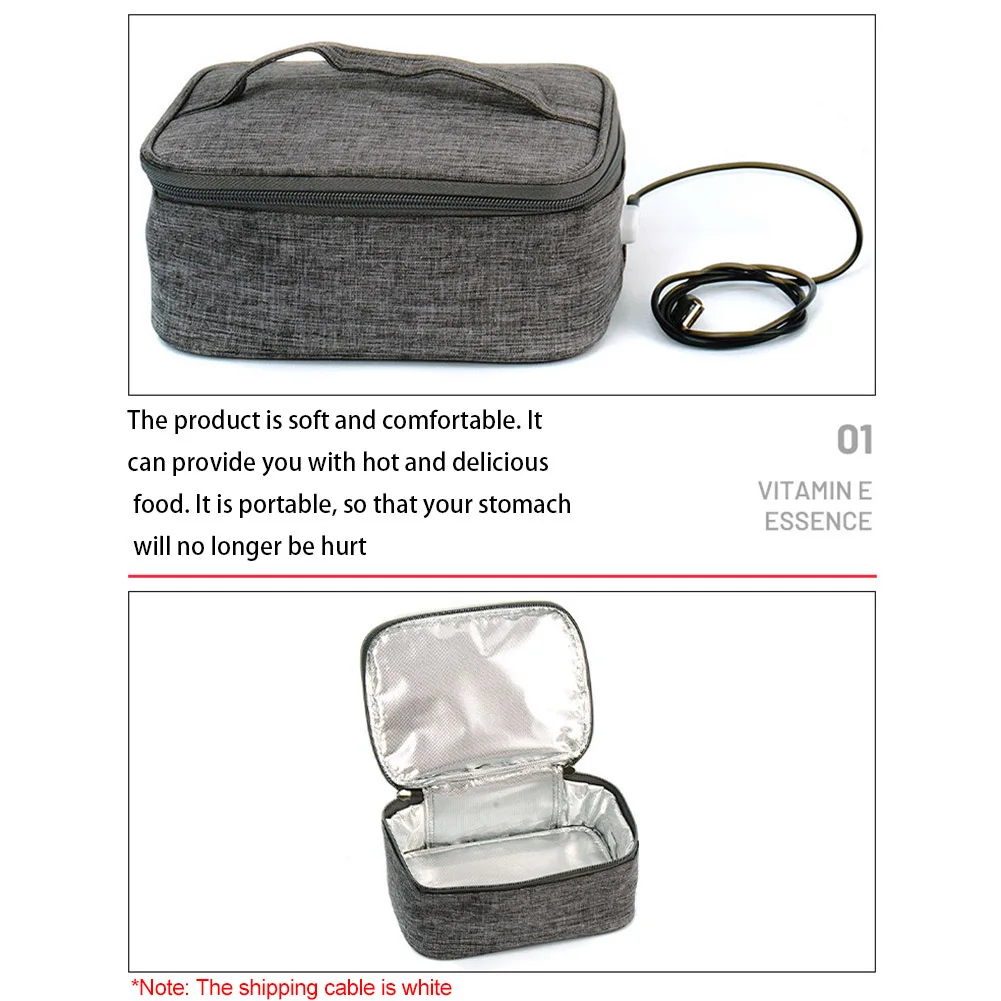 USB Heating Lunch Box Bag Electric Lunch Bag Oxford Cloth Portable Food Warmer Waterproof Large Capacity for Camping Picnic