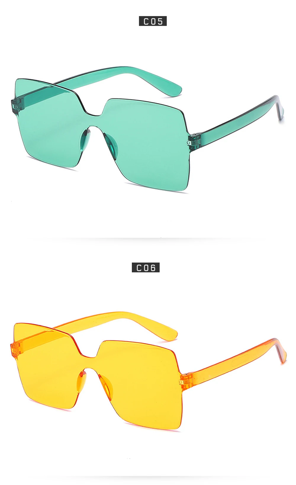 Modische randlose Ocean-Color-Sonnenbrille für Damen und Herren mit Großhandel mit UV400-Brillen – Detail 6