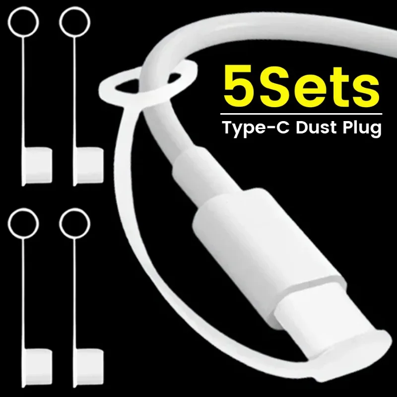 Anti-lost Type-C Silicone Dust Plug with Rope Universal USB C Charger ...