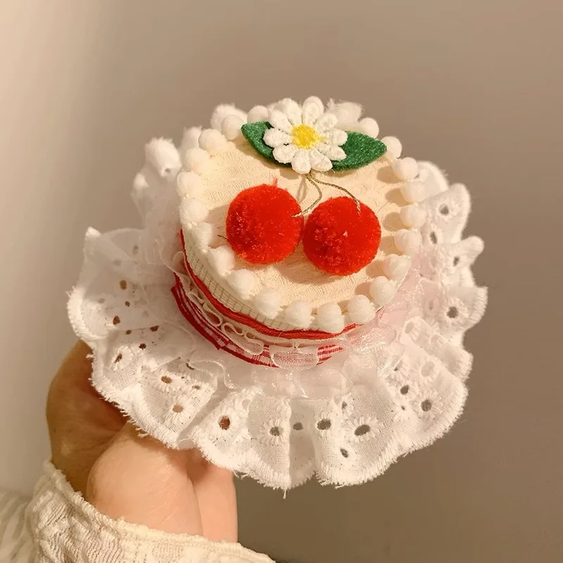 Elegant Cherry Cake Lace Headband for Women - Birthday Photo Hair Accessory