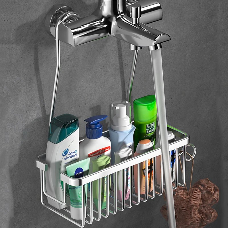 Bathroom-Shower-Rack-With-Hanger-Stainless-Steel-No-Drilling ...