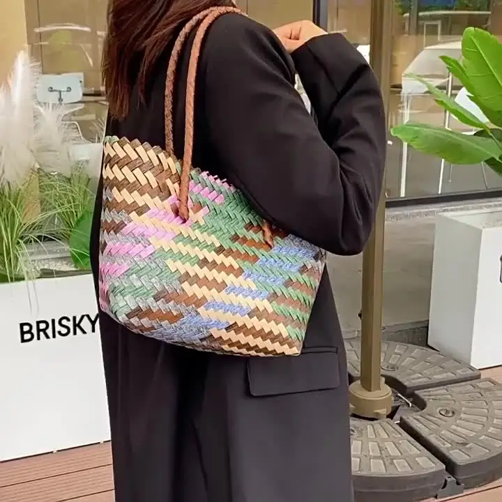【INCHANT ME】[summer] Rattan Big Shoulder Bag Amazon.com: QTKJ Hand-woven Soft Large Straw Shoulder Bag