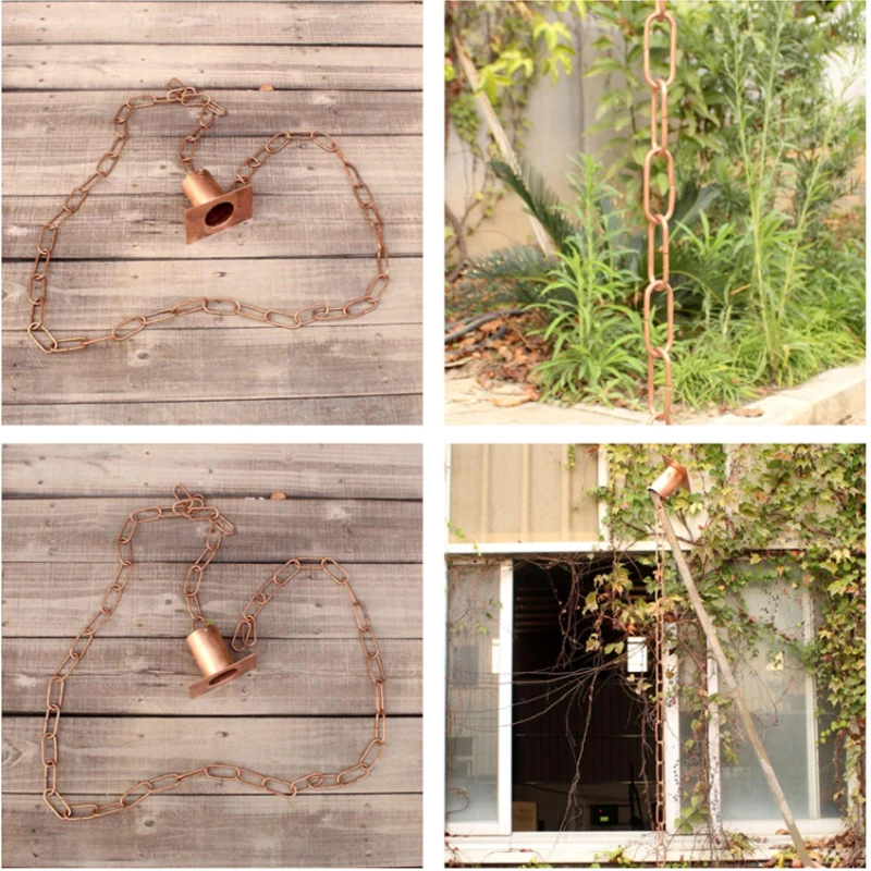 2.4m Copper Ring Rain Chain Copper Natural Color Black Color Available