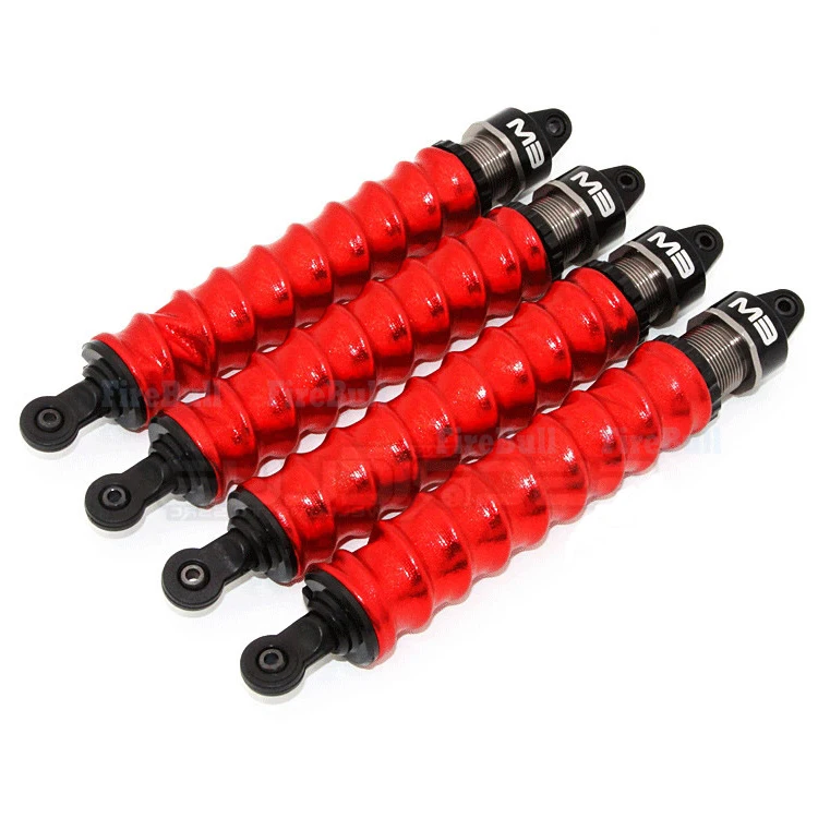 Détail des housses anti-poussière pour amortisseurs RC 1/8 buggy montrant la texture et la taille