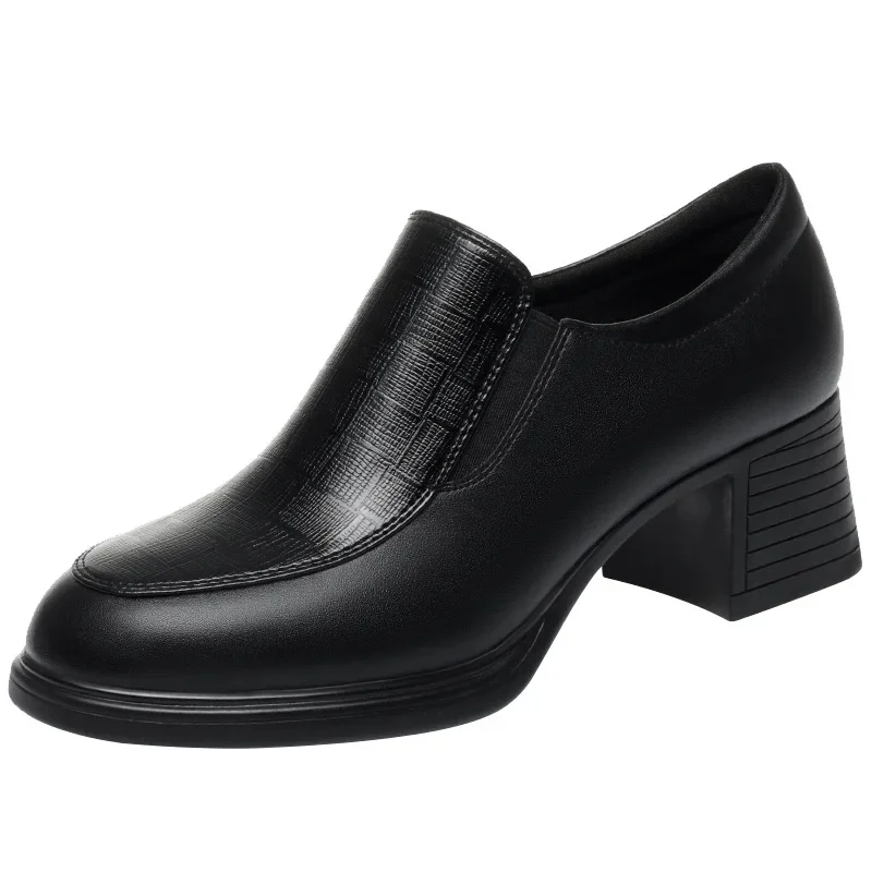 Block Heel Womens Black Comfort Dress Shoes 4cm 5cm Vintage
