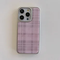 Chic Pink Plaid Phone Case - iPhone 15 Plus (Pink)