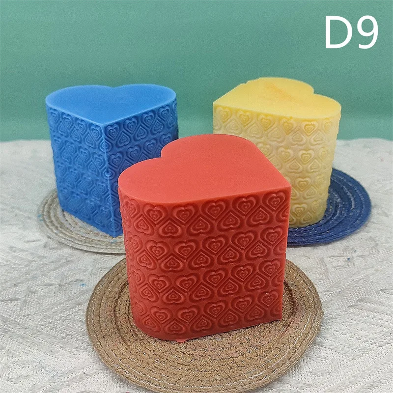 

D9 Heart Shape Silicone Candle Mold Gypsum form Carving Art Aromatherapy Plaster Home Decoration Mold Wedding Gift Handmade