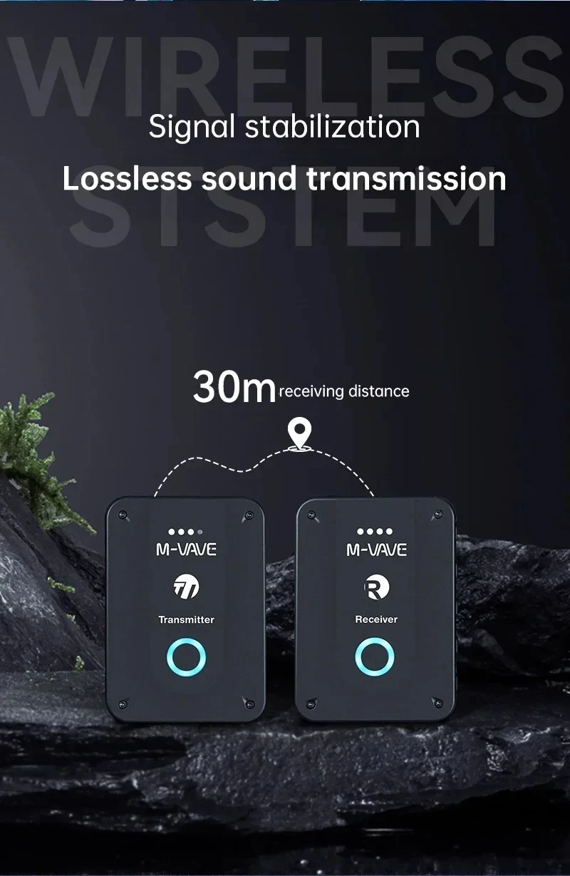 M-VAVE WP-9 Wireless In-Ear Monitor System 2.4G Rechargeable Transmitter Receiver 24bit/48KHz for Guitar Bass Stage Performance