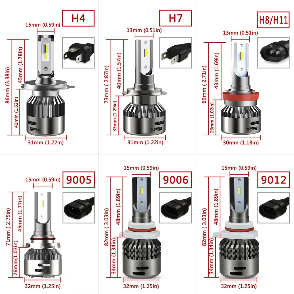 JKL13991-PHARES.OSRAM H4 H11 H7 Ampoule Led voiture H1 9012 HIR2