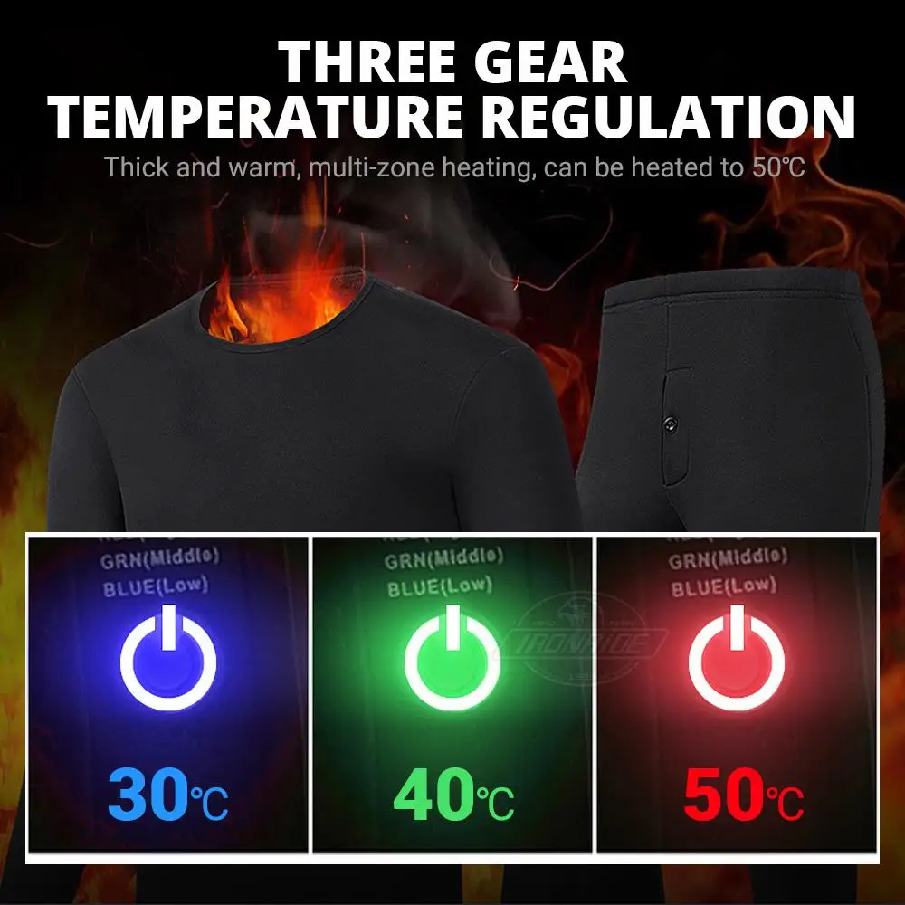 

Winter Thermal Underwear Set Heating Underwear USB Electric Heated T-Shirts&amp Pants Battery Powered Ski Wear