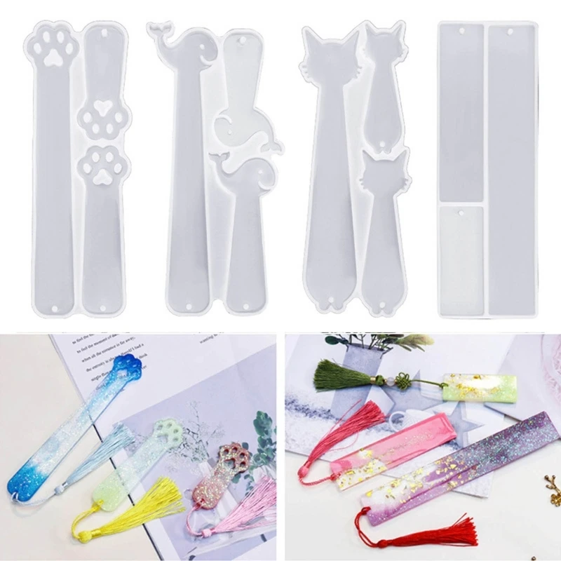 

DIY Rectangle Cat Claw Dolphin Bookmark Silicone Mold with Hole Bookmark Hanging Pendant Ornaments Epoxy Resin Casting Mould