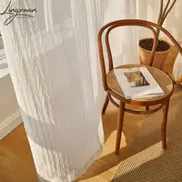 Korean White Tulle Curtains For Living Room Crumpled Sheer Curtain For Bedroom Solid Color Voile Kitchen Drapes Blinds Customs 1
