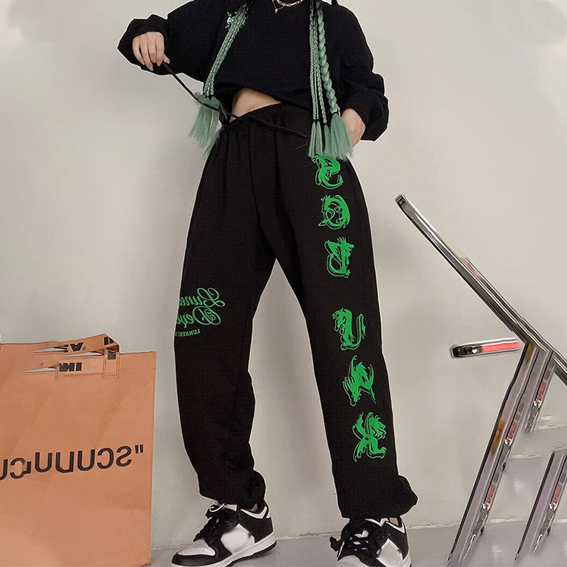 Y2k Black Gothic Baggy Sweatpants Women  Black Hippie Baddie Sweatpants  Women - Y2k - Aliexpress