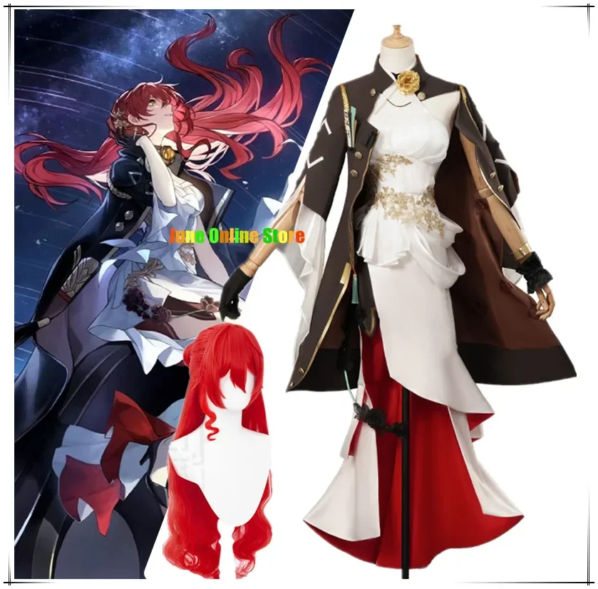 

Honkai Star Rail Cosplay Costume Game Honkai Himeko Cosplay Costume Sexy Evening Dress For Woman Red Buckle Cospaly Wig