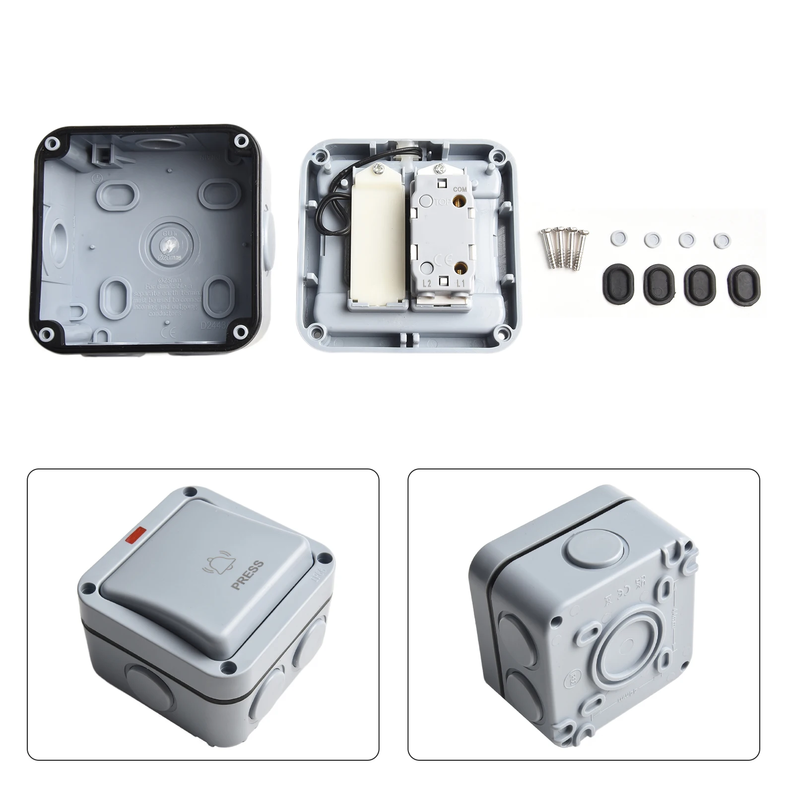 Outdoor Wall Waterproof Switch 10A Outdoor Light Switch IP65 Weatherproof 220V 20A Single Control Doorbell Momentary