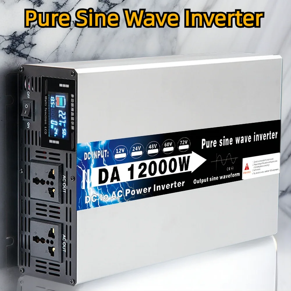 Solar inversor 10000W 12000W 24v 110v 220v Onda Pura Power Pure Sine Wave อินเวอร์เตอร์ 12v Inversores Solares แรงดันไฟฟ้ารถ Converter 1