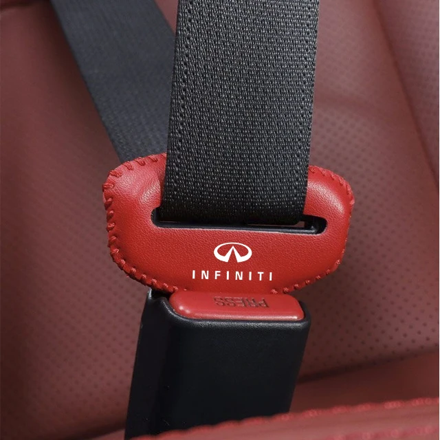 2pcs Car Seat Belt Buckle Cover Leather Protector Anti-collision Case For INFINITI FX35 Q50 Q30 ESQ QX50 QX60 QX70 EX JX35 G35