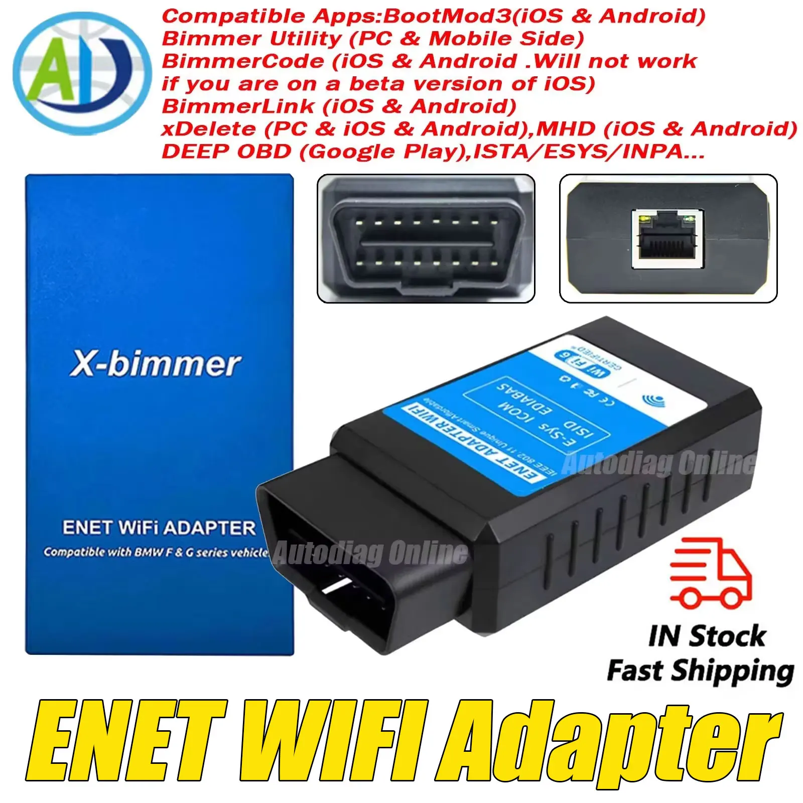 Software Engineering Adapter ENET WIFI Adapter for F/G Series OBD2 Ethernet Coding Connector for ...