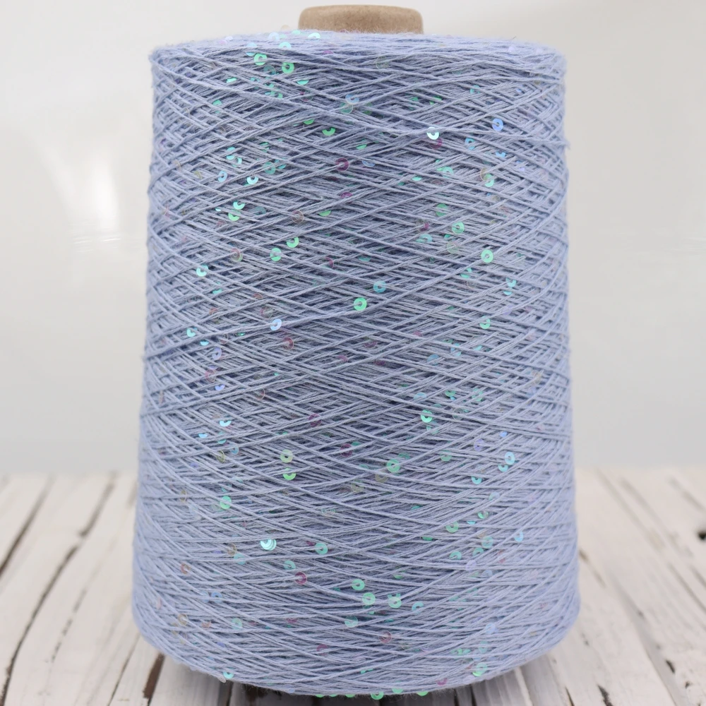  Блэк пряжа 500g 4000M 3mm Sequin cotton yarn DIY Knitted decoration Hand crochet KNITTING YARN 5