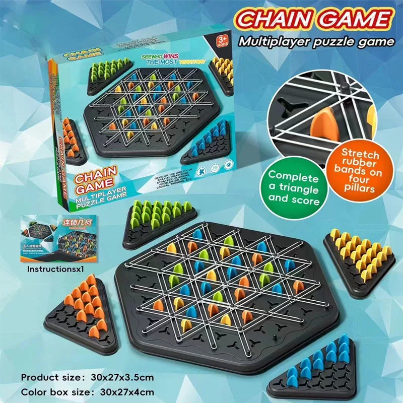 New Multiplayer Game Table Toy Rubber Band Triangle Chain Chess Multiplayer Leisure Geometry Table Game Christmas Gift 4