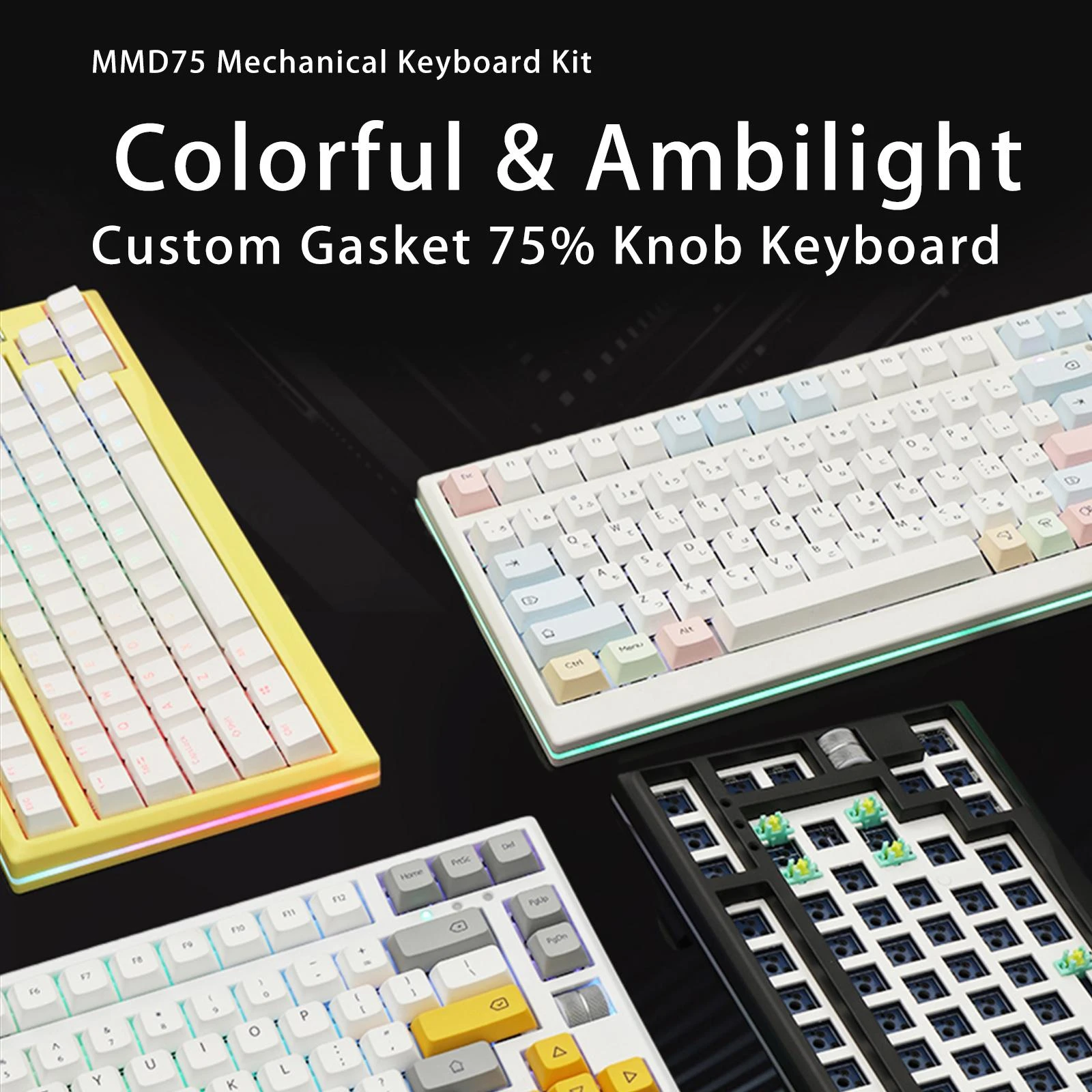 MMD75 Hot Swap Mechanical Keyboard DIY Kit 82 keys Wireless Bluetooth 5