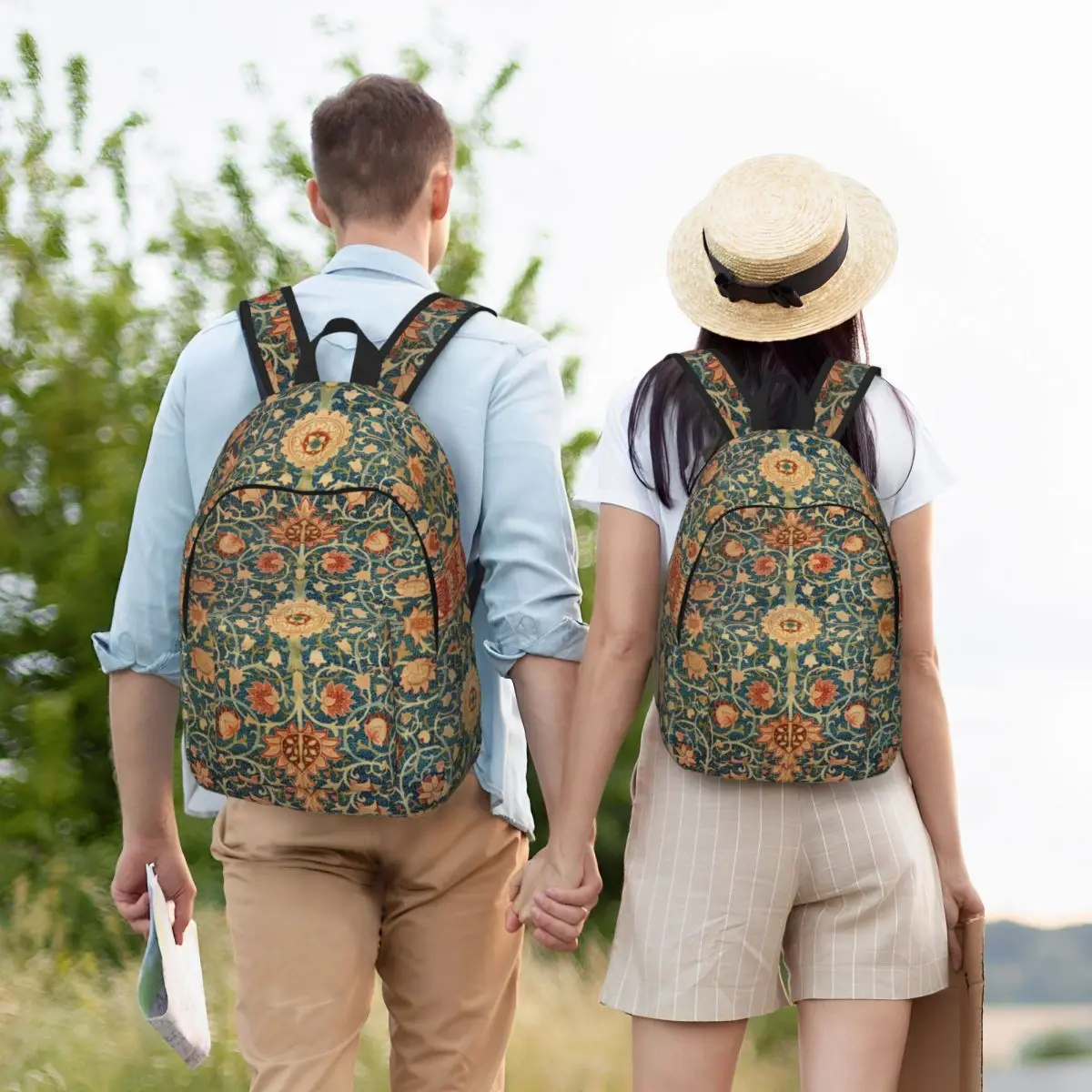 William Morris Backpack for Boy Girl Kids Student School Bookbag European Vintage Floral Canvas Daypack Kindergarten Primary Bag