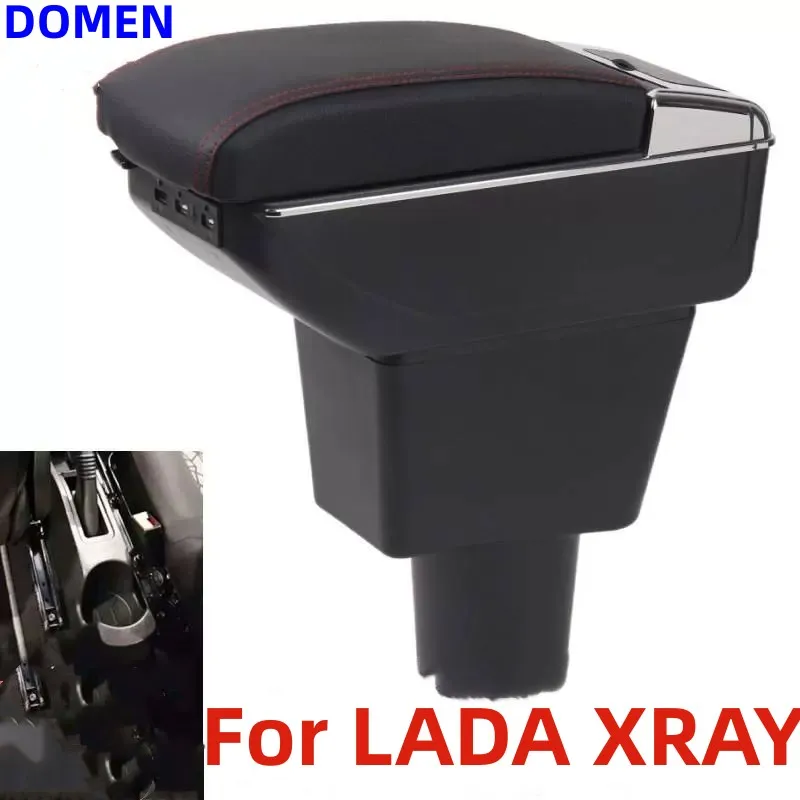 

For Lada Xray Armrest Box Universal Car Central Armrest Storage Box With Cup Holder Ashtray USB Charging modification accessori