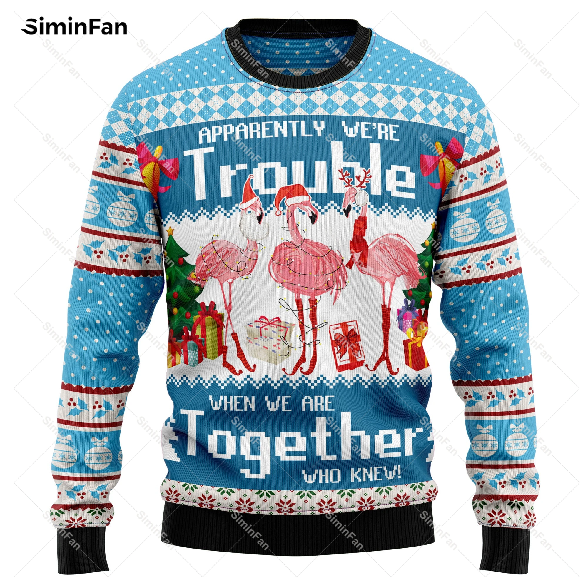 

Merry Christmas Flamingo Sweater 3D Full Printed Men Pullover Sweatshirt Couple Long Sleeve Shirts Outwear Female Unisex Tops