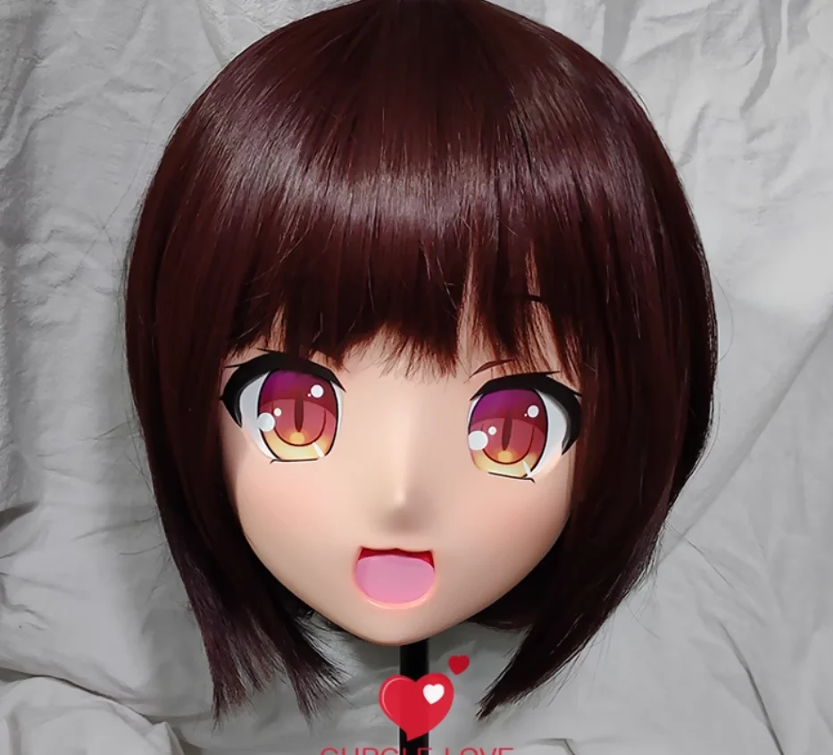 

(GLA04041)Customize Character Resin Half Head Japanese Animego Cosplay Crossdressing Doll Anime Kigurumi Mask With Eyes And Wig
