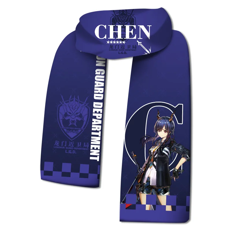 Anime Arknight Rhodesisland Warm Scarfs Scarf Cosplay Costume Daily Casual Scarves Plush Double Sides Printed