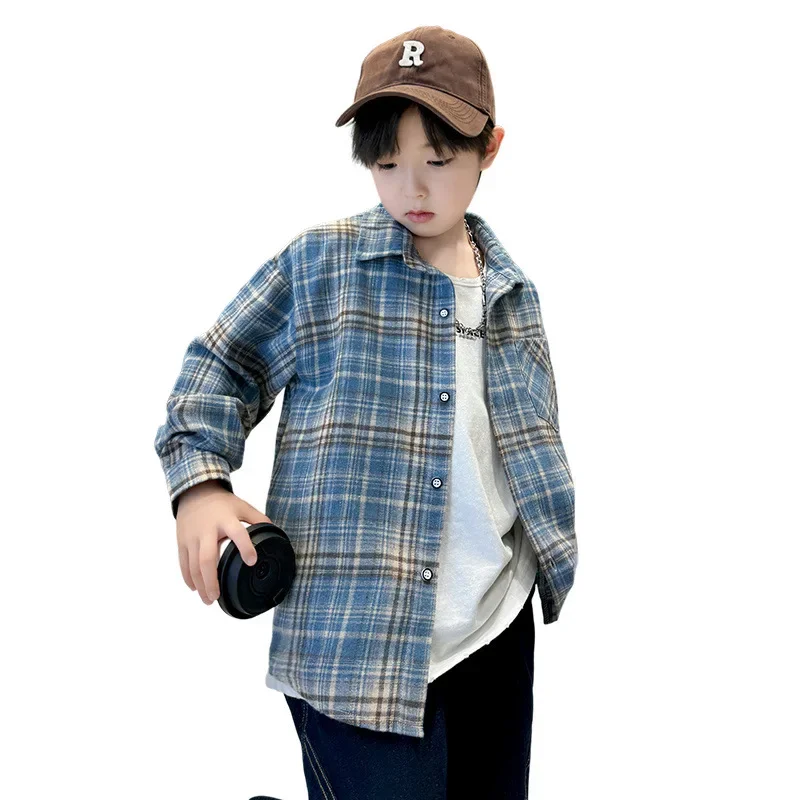 Stylish Long Sleeve Shirt for Boys Autumn Spring Trendy Children's Clothing Large Size Kids AE Origin China