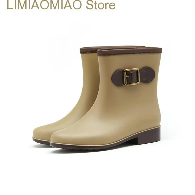 New Candy Color Rain Boots Shoes Female Knee-high Rainboots Waterproof PVC Rubber Water Shoes Outdoors Farming Boots
