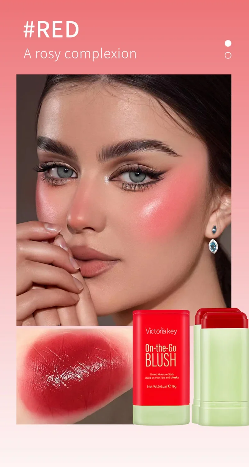 Blush Stick Blush Cream Multi-function Natural Cheek Face Rouge Lasting High Color Rendering Brightening Skin Tone Waterproof
