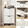 Farmhouse Slim Shoe Cabinet with 2 Flip Drawers,Narrow Rack Cabinet for Entrance Hidden Shoes, Shoe Cabinets 4