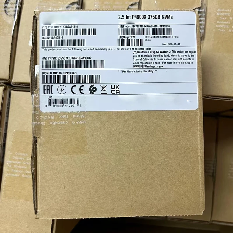 Solid State Disk Hard Disk Box Suitable for Intel Optane P4800X 375g U2 Nvme 2.5inch Solid State Drive Ssdpe21K375Ga with Original Bracket Retail Version