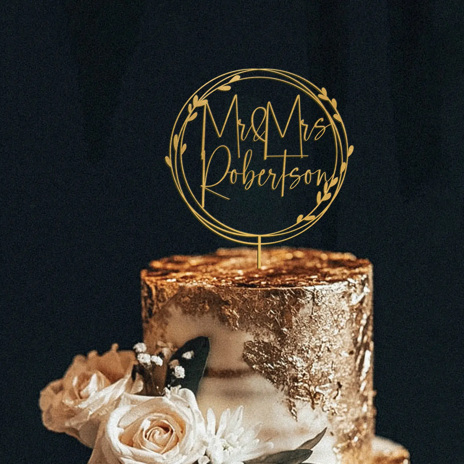 

Personalized Mr and Mrs cake topper Rustic Anniversary Baptis Custom Wedding Party Acrylic Wood Gold Cake Topper