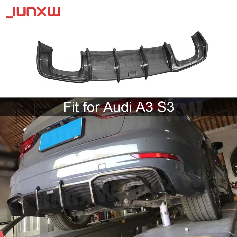 

Carbon Fiber Rear Bumper Lip Spoiler for Audi A3 Sline S3 Sedan 2017 2018 2019 Not For A3 Standard Rear Diffuser Car Styling